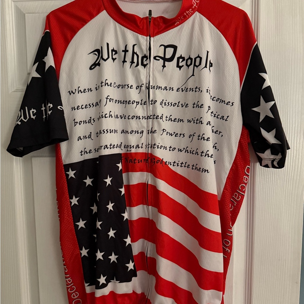 Patriotic Cycling Jersey with Stars and Stripes